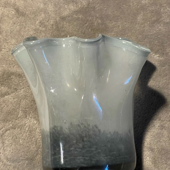 Grey Handblown ribbon top vase. - Picture 10 of 11